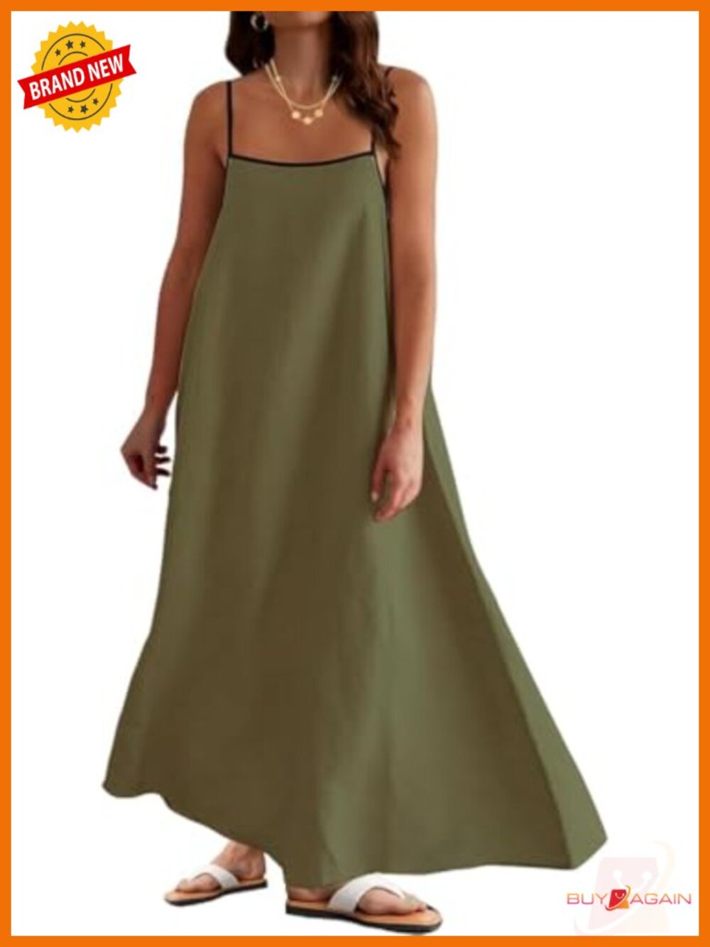 Linen Spaghetti Strap Extra Long Dress Sleeveless Summer Travel Vacation